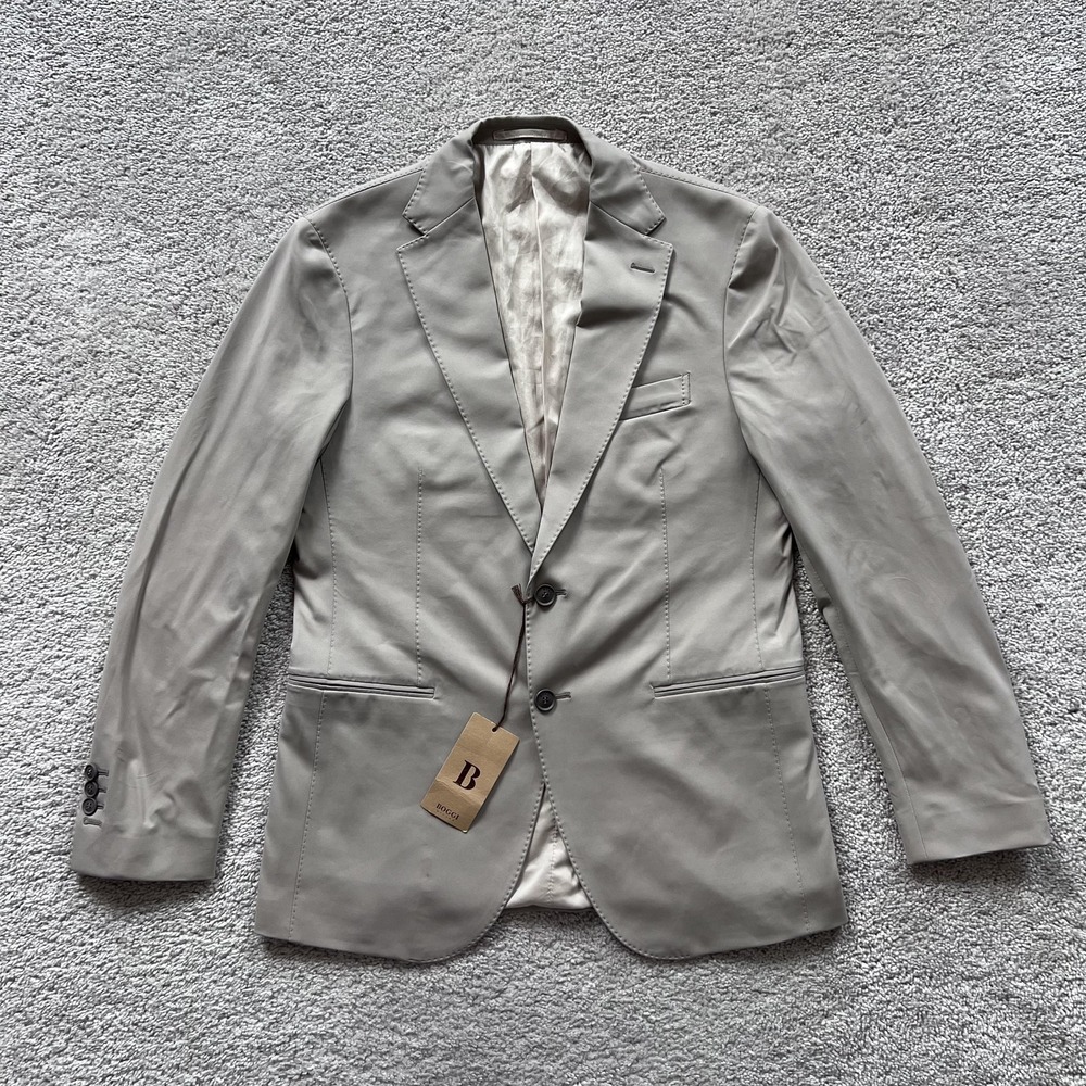 Boggi Milano B Tech Blazer Mens 48 Beige Stretch Travel Jacket Made Italy